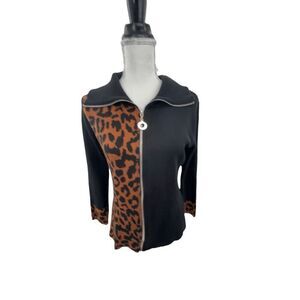 Angel  animal print full zip sweater